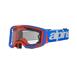 Lunettes de motocross Alpinestars Vision 8 Wordmark bleu-orange avec double écran antibuée transparent