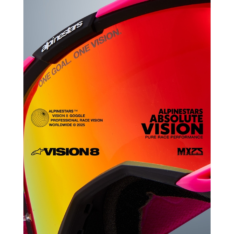 Lunettes de motocross Alpinestars Vision 8 Wordmark bleu-orange avec double écran antibuée transparent