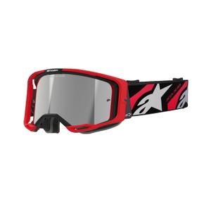 Lunettes de motocross Alpinestars Vision 8 Luar rouge et noir avec lentille argentée réfléchissante