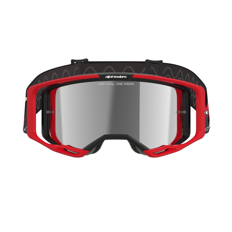 Lunettes de motocross Alpinestars Vision 8 Luar rouge et noir avec lentille argentée réfléchissante