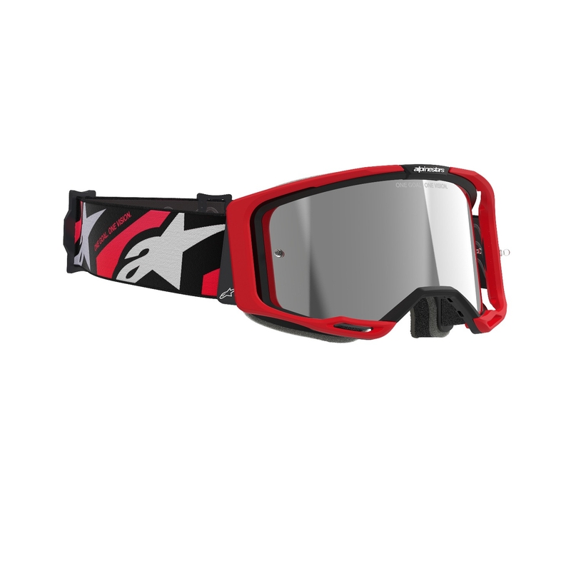 Lunettes de motocross Alpinestars Vision 8 Luar rouge et noir avec lentille argentée réfléchissante