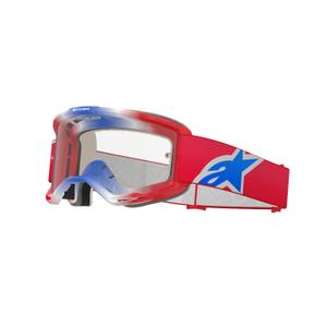 Lunettes de motocross Alpinestars Vision 5 Corp rouge, blanc et bleu avec oculaire transparent