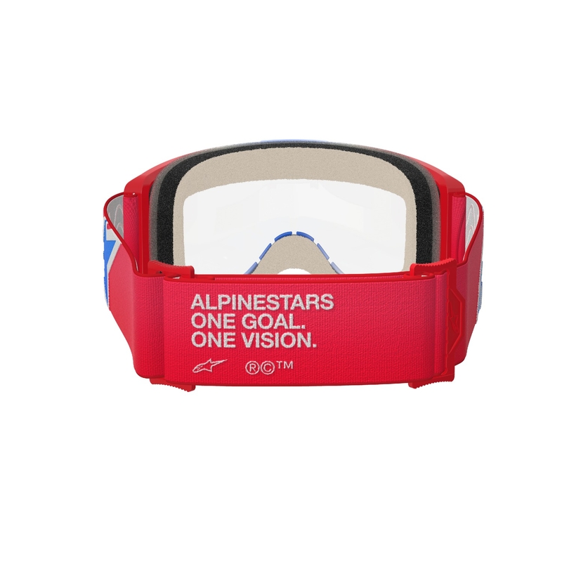 Lunettes de motocross Alpinestars Vision 5 Corp rouge, blanc et bleu avec oculaire transparent
