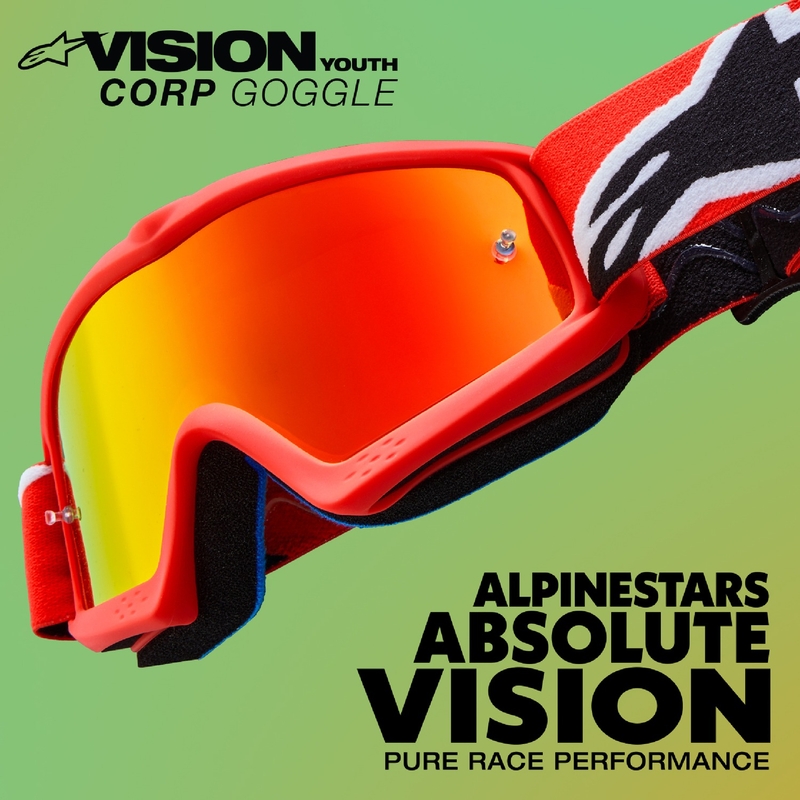 Alpinestars Vision Youth Corp kids motocross goggles black with mirrored silver lens