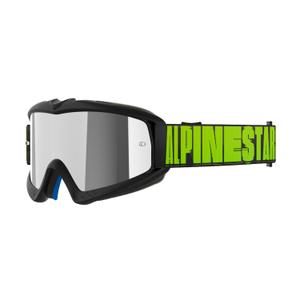 Lunettes de motocross Alpinestars Vision Youth Hollow noir-anthracite-jaune fluo avec lentilles argentées miroitées