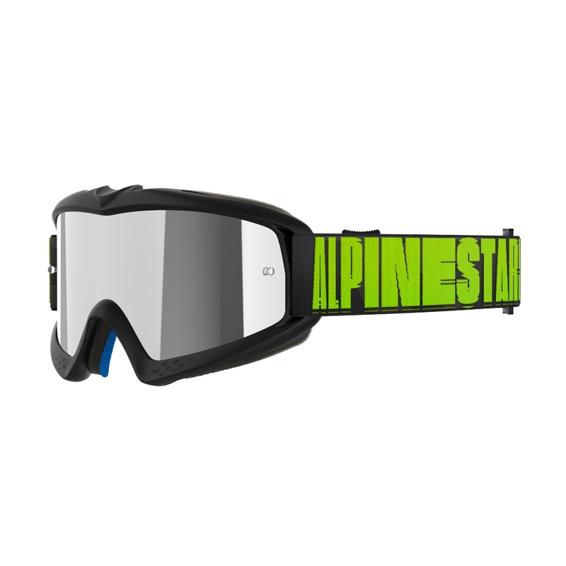 Lunettes de motocross Alpinestars Vision Youth Hollow noir-anthracite-jaune fluo avec lentilles argentées miroitées