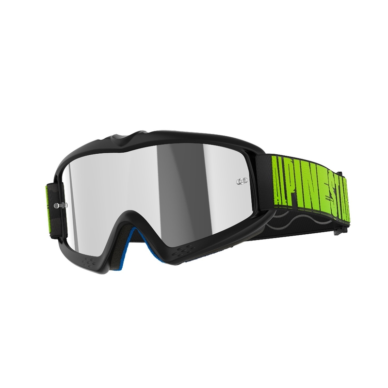 Lunettes de motocross Alpinestars Vision Youth Hollow noir-anthracite-jaune fluo avec lentilles argentées miroitées