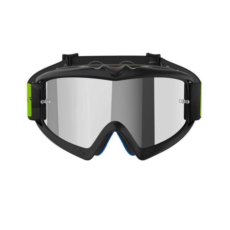 Lunettes de motocross Alpinestars Vision Youth Hollow noir-anthracite-jaune fluo avec lentilles argentées miroitées