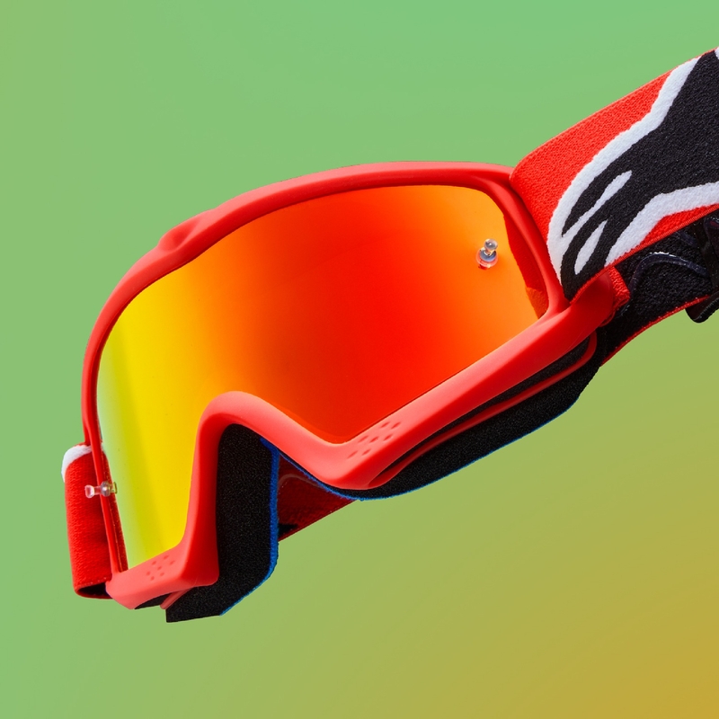Lunettes de motocross Alpinestars Vision Youth Hollow noir-anthracite-jaune fluo avec lentilles argentées miroitées