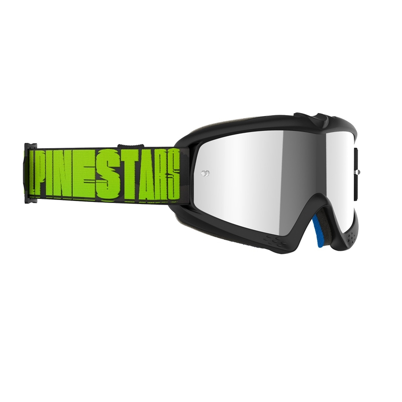 Lunettes de motocross Alpinestars Vision Youth Hollow noir-anthracite-jaune fluo avec lentilles argentées miroitées