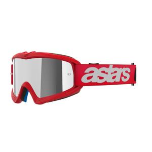 Lunettes de motocross Alpinestars Vision Youth Blaze rouge pour enfants avec lentilles argentées miroitées