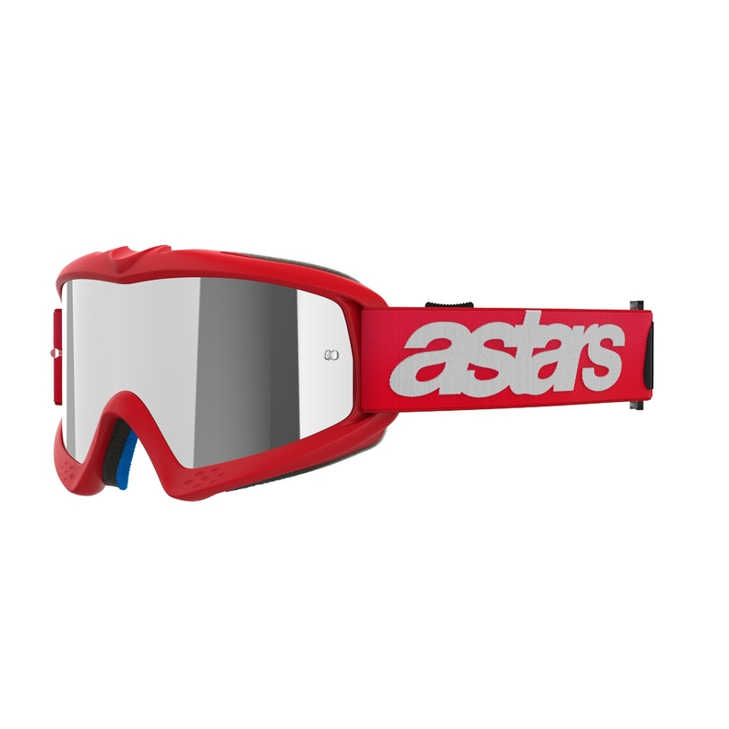 Lunettes de motocross Alpinestars Vision Youth Blaze rouge pour enfants avec lentilles argentées miroitées