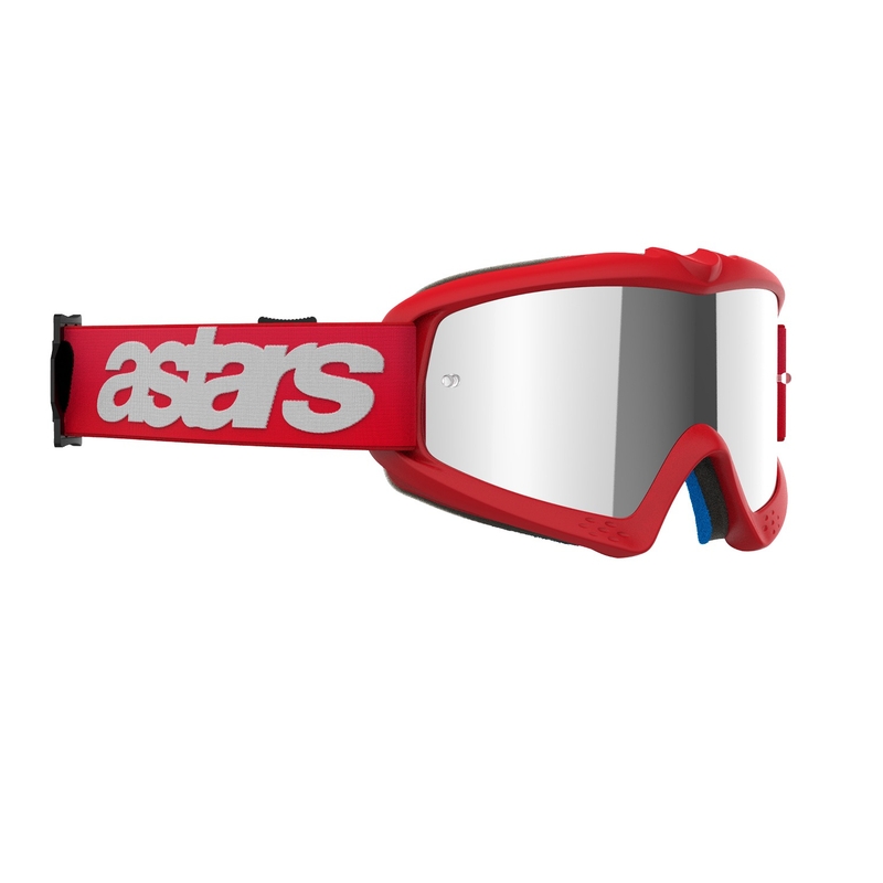 Lunettes de motocross Alpinestars Vision Youth Blaze rouge pour enfants avec lentilles argentées miroitées