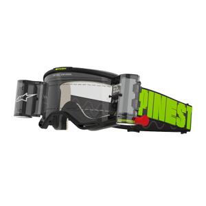 Lunettes de motocross Alpinestars Vision 5 Hollow ROLL-OFF Wide Vision gris-jaune fluo avec plexi transparent