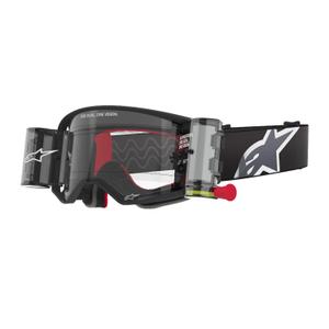 Lunettes de motocross Alpinestars Supertech Corp ROLL-OFF Wide Vision noir et gris avec oculaire transparent