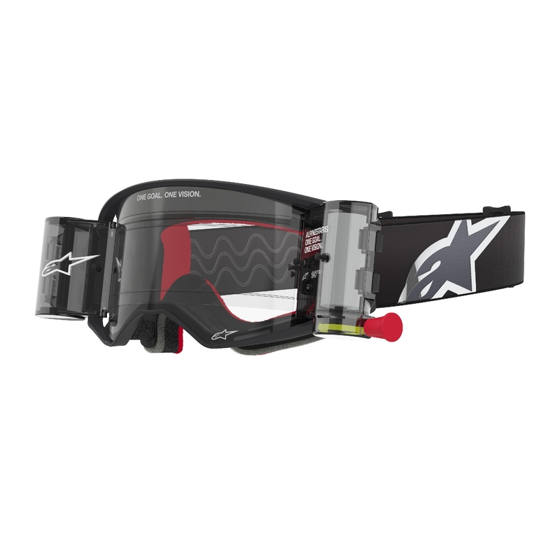 Lunettes de motocross Alpinestars Supertech Corp ROLL-OFF Wide Vision noir et gris avec oculaire transparent