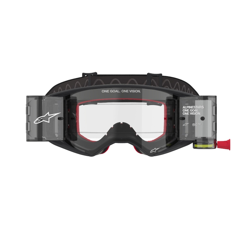 Lunettes de motocross Alpinestars Supertech Corp ROLL-OFF Wide Vision noir et gris avec oculaire transparent