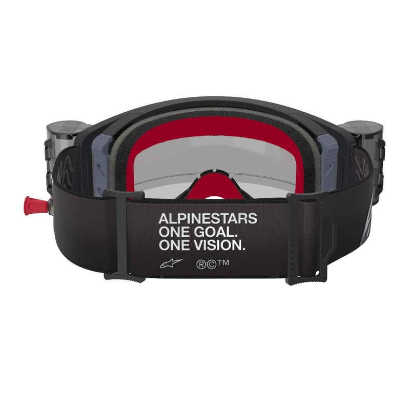 Lunettes de motocross Alpinestars Supertech Corp ROLL-OFF Wide Vision noir et gris avec oculaire transparent
