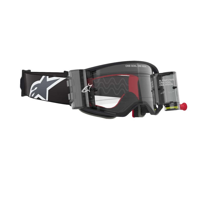 Lunettes de motocross Alpinestars Supertech Corp ROLL-OFF Wide Vision noir et gris avec oculaire transparent