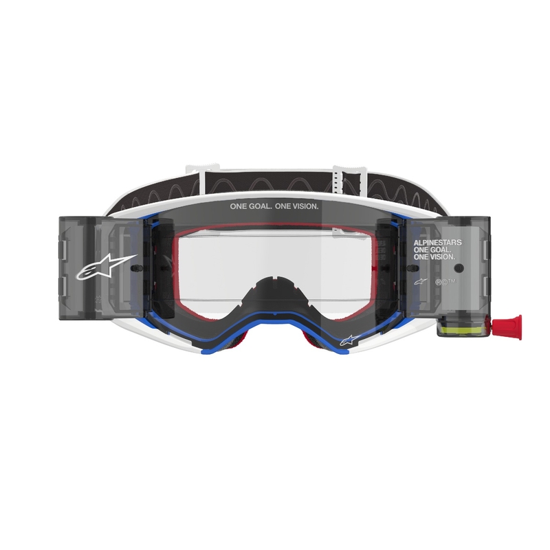 Alpinestars Supertech Corp ROLL-OFF Lunettes de Motocross à large vision bleu-orange avec lentille claire