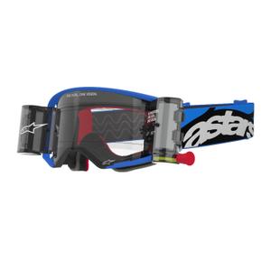 Lunettes de motocross Alpinestars Supertech Stream ROLL-OFF Wide Vision bleu avec oculaire clair