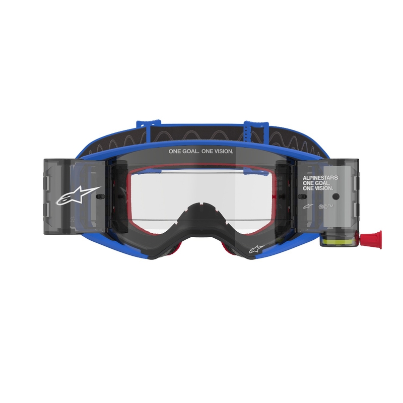 Lunettes de motocross Alpinestars Supertech Stream ROLL-OFF Wide Vision bleu avec oculaire clair