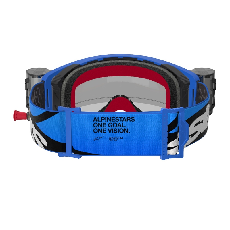 Lunettes de motocross Alpinestars Supertech Stream ROLL-OFF Wide Vision bleu avec oculaire clair