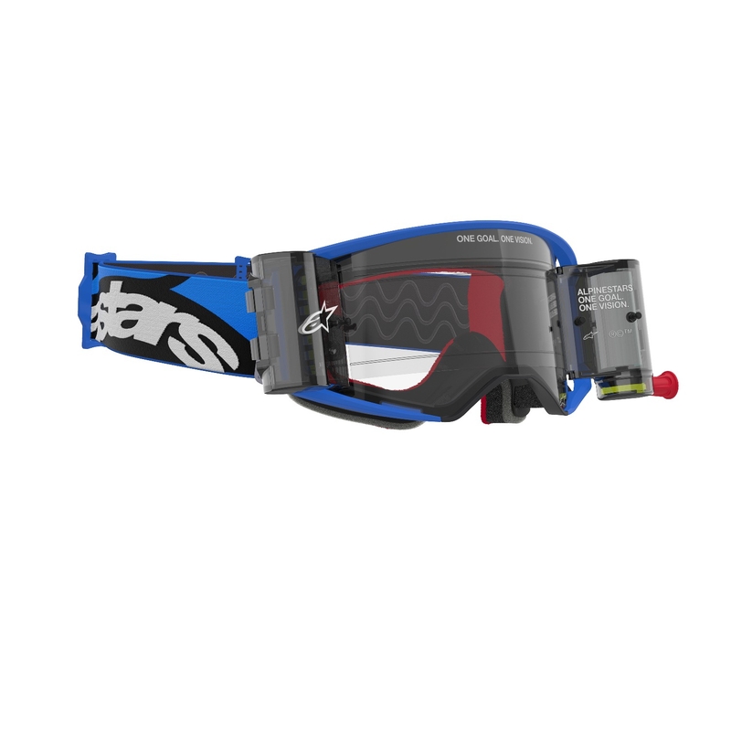 Lunettes de motocross Alpinestars Supertech Stream ROLL-OFF Wide Vision bleu avec oculaire clair