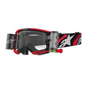 Alpinestars Vision 8 Luar ROLL-OFF Lunettes de Motocross à large vision rouge et noir avec lentille claire