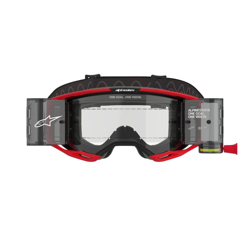 Alpinestars Vision 8 Luar ROLL-OFF Lunettes de Motocross à large vision rouge et noir avec lentille claire