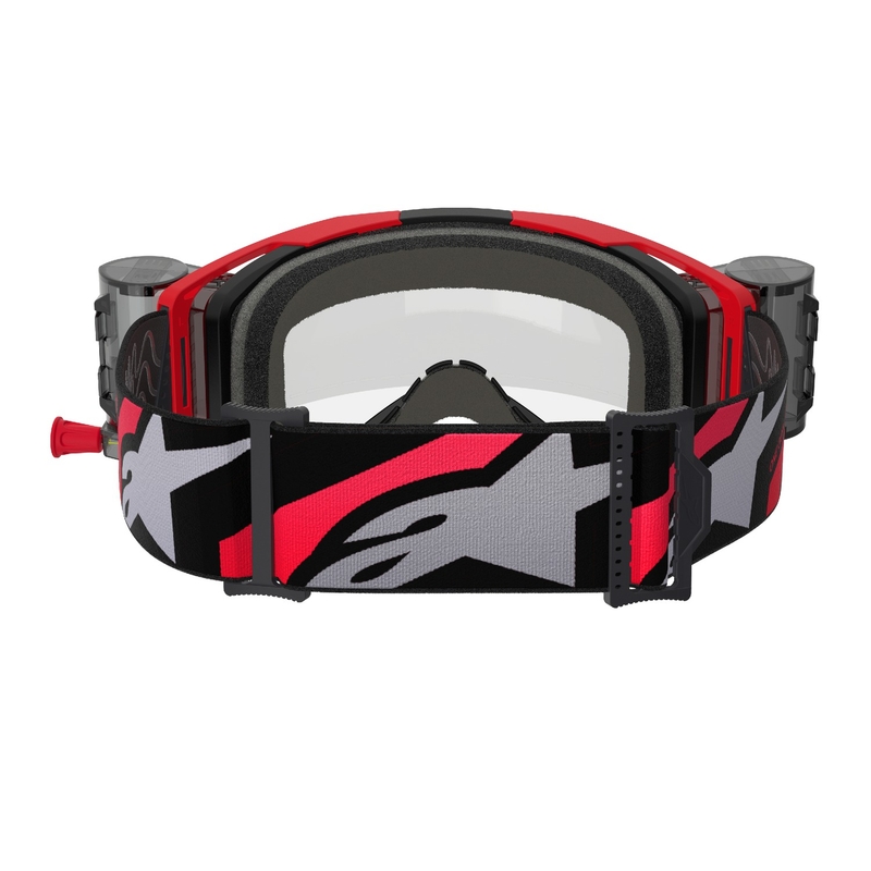Alpinestars Vision 8 Luar ROLL-OFF Lunettes de Motocross à large vision rouge et noir avec lentille claire