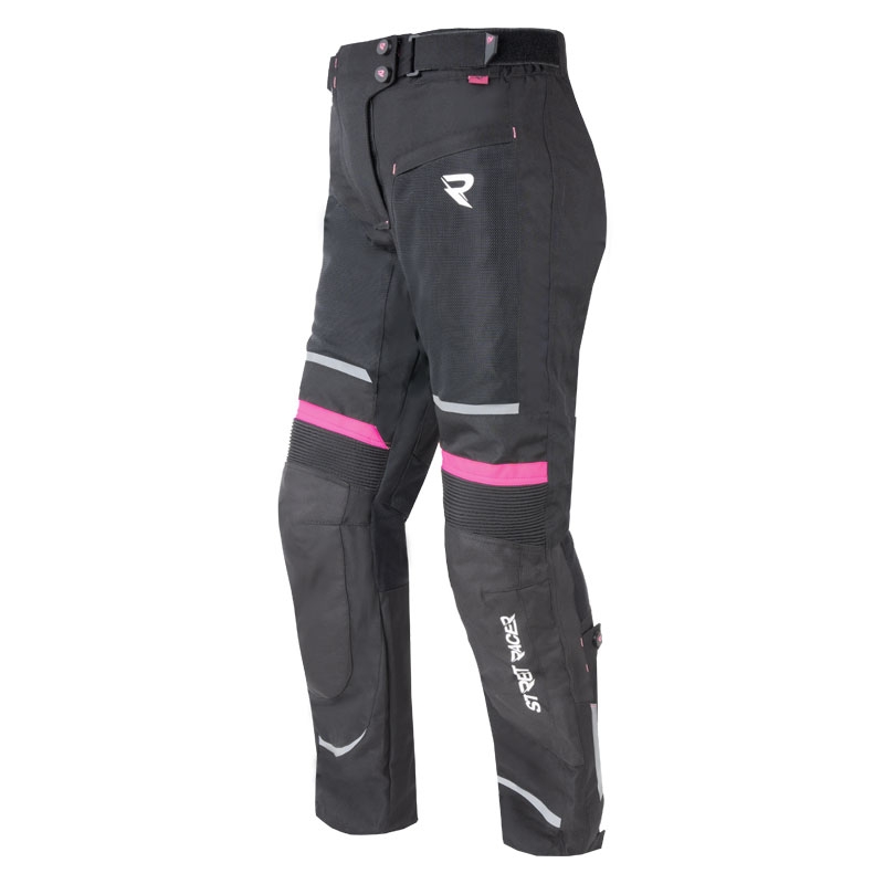 Pantalon moto femme Street Racer Betty II Air noir-rose