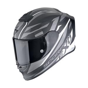 Casque moto intégral Scorpion EXO-R1 EVO CARBON AIR RUNNER noir mat et blanc