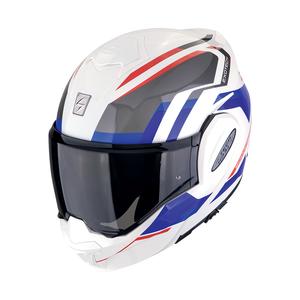 Casque moto pliant Scorpion EXO-TECH EVO FURIO blanc-rouge-bleu