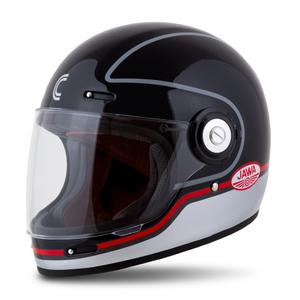 Integrální přilba na motorku Cassida Fibre Jawa Sport černo-stříbrno-červená - II. jakost