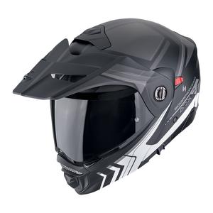 Casque de moto à visière relevable Scorpion ADX-2 LEWIS noir mat-argenté
