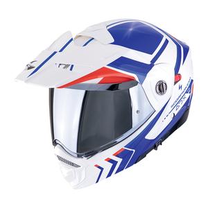 Casque de moto à visière relevable Scorpion ADX-2 LEWIS blanc-bleu-rouge