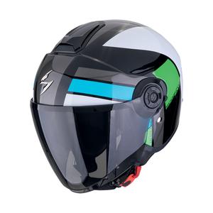 Casque moto ouvert Scorpion EXO-CITY II BLUR noir-blanc-vert