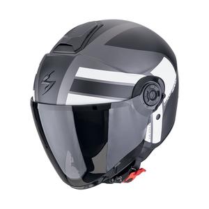 Casque moto ouvert Scorpion EXO-CITY II BLUR mat argent-noir-blanc