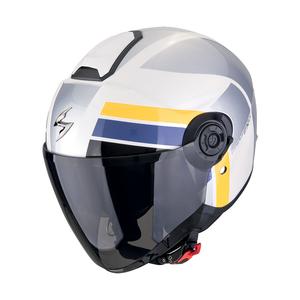 Casque moto ouvert Scorpion EXO-CITY II BLUR blanc-argent-jaune