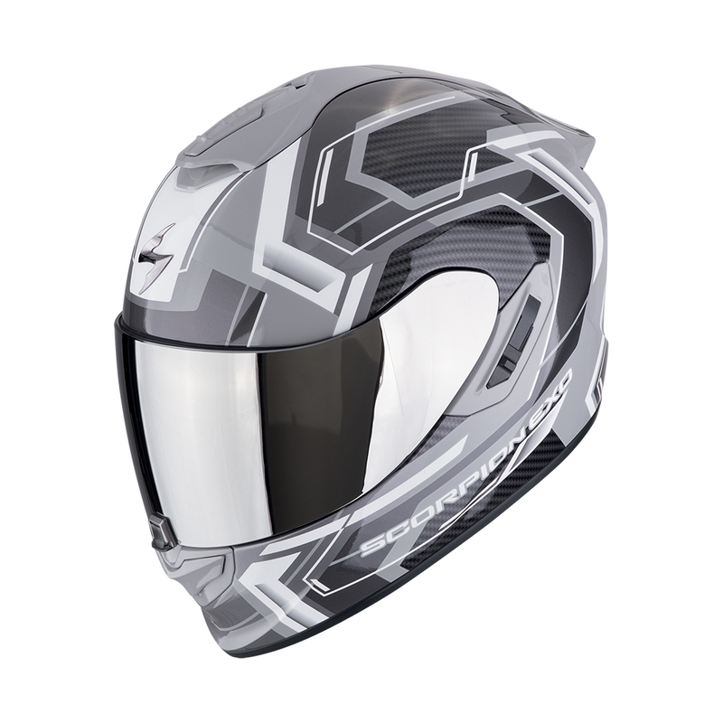 Casque moto intégral Scorpion EXO-1400 EVO II AIR LINART gris et blanc soldes