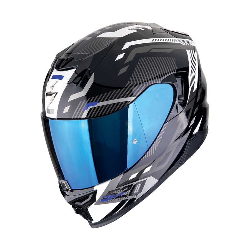 Casque moto intégral Scorpion EXO-520 EVO AIR RANKA noir-blanc-bleu soldes