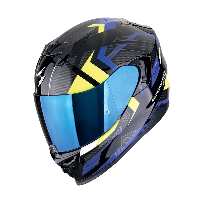 Casque moto intégral Scorpion EXO-520 EVO AIR SENSUS noir-bleu-jaune fluo soldes