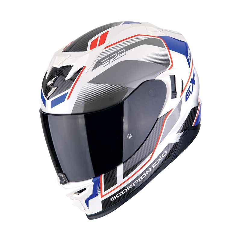 Casque moto intégral Scorpion EXO-520 EVO AIR LENA perle blanc-bleu soldes