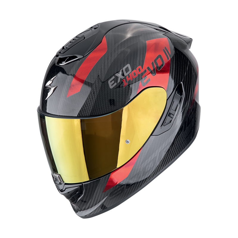 Casque moto intégral Scorpion EXO-1400 EVO II CARBON AIR PLATTED noir-rouge soldes