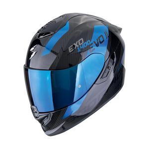 Casque moto intégral Scorpion EXO-1400 EVO II CARBONE AIR PLATTED noir-bleu