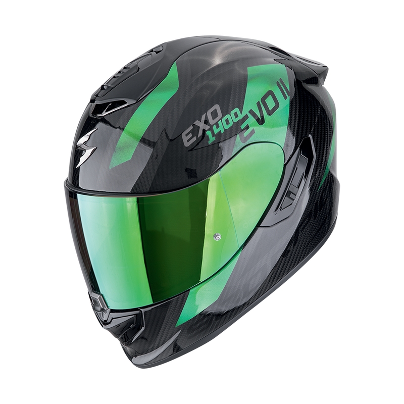 Casque moto intégral Scorpion EXO-1400 EVO II CARBON AIR PLATTED noir-vert soldes