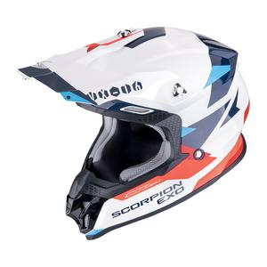 Casque de motocross Scorpion VX-16 EVO AIR ROD blanc-rouge-bleu