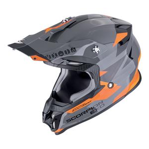 Casque motocross Scorpion VX-16 EVO AIR ROD gris-orange