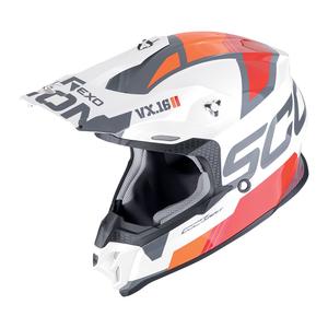 Casque de motocross Scorpion VX-16 EVO AIR ANALOG blanc-orange